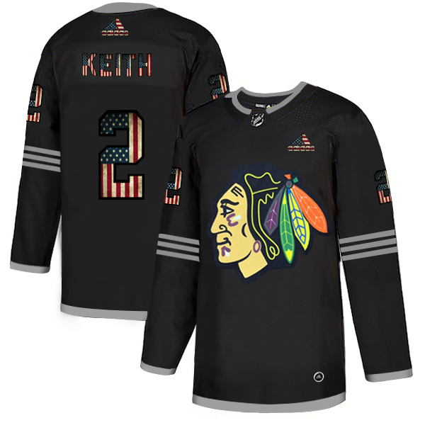 Chicago Blackhawks #2 Duncan Keith Adidas Men Black USA Flag Limited NHL Jersey